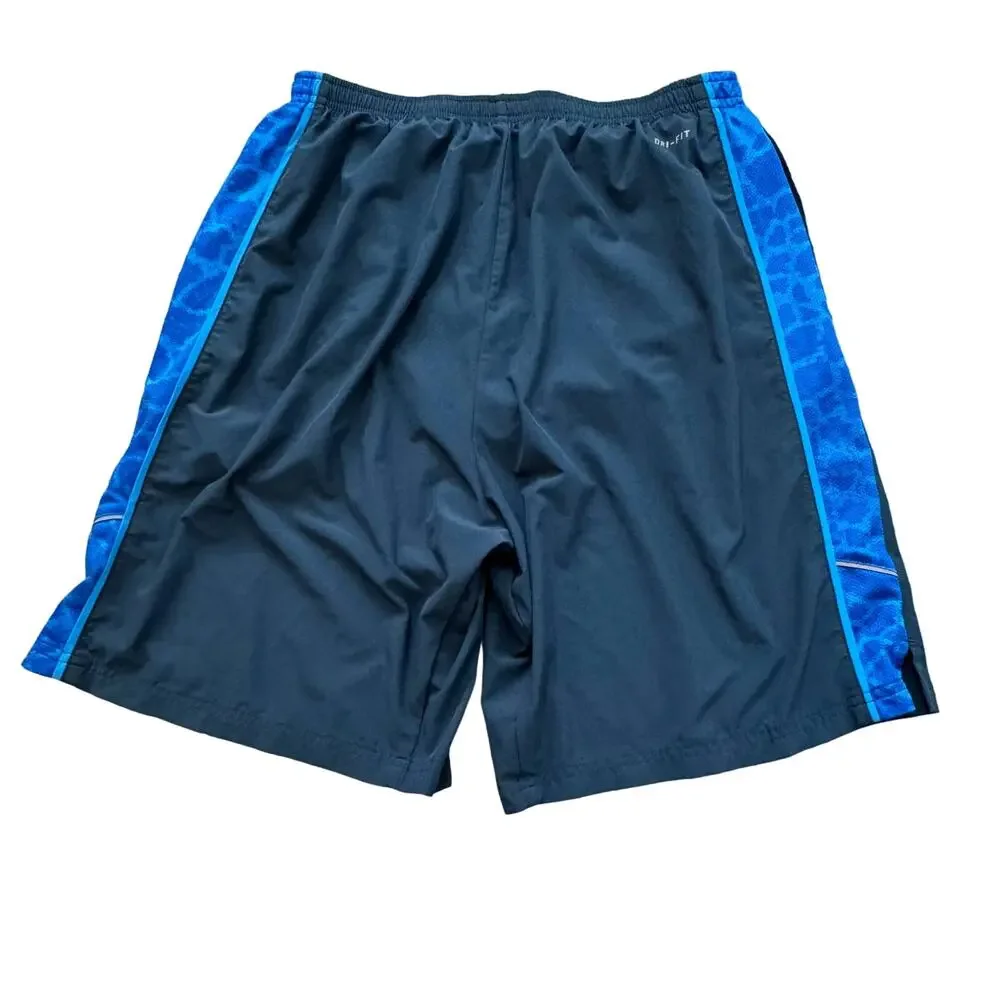 Nike Dri Fit Running Shorts Women’s Size Large Blue Built in Brief Gym Workout - Picture 2 of 10